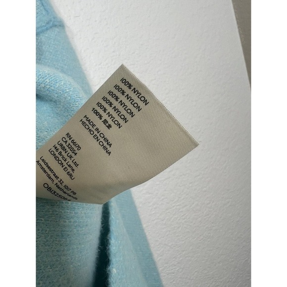 Free People Weather V- Neck Sweater Small S Light Blue Oversized Fuzzy - Picture 3 of 5